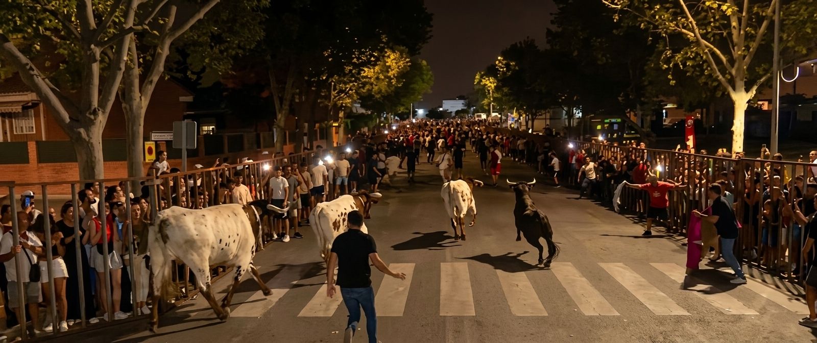 Encierro nocturno en las fiestas de Parla