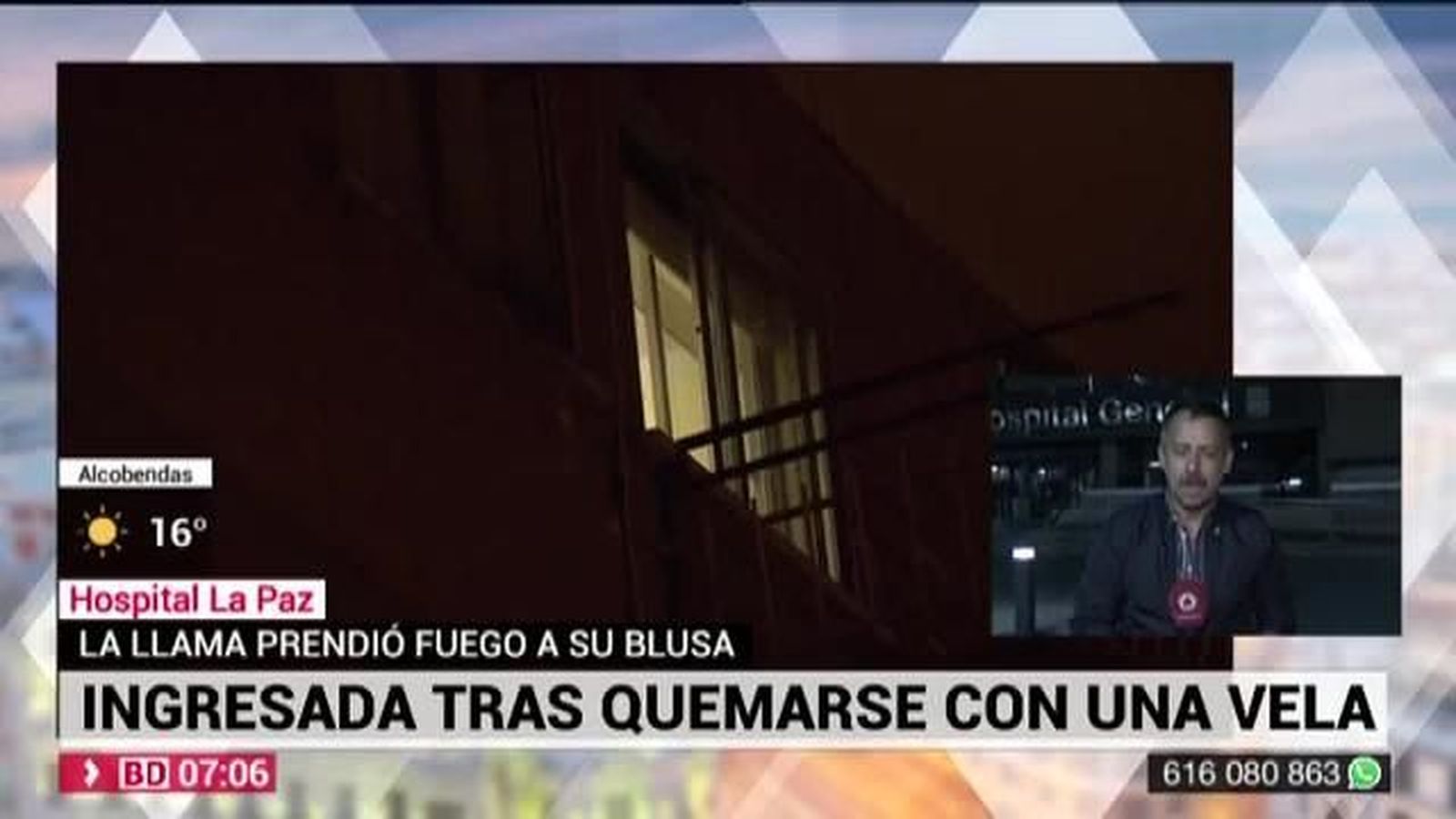 En estado grave una joven de 18 años tras quemarse con una vela en Carabanchel