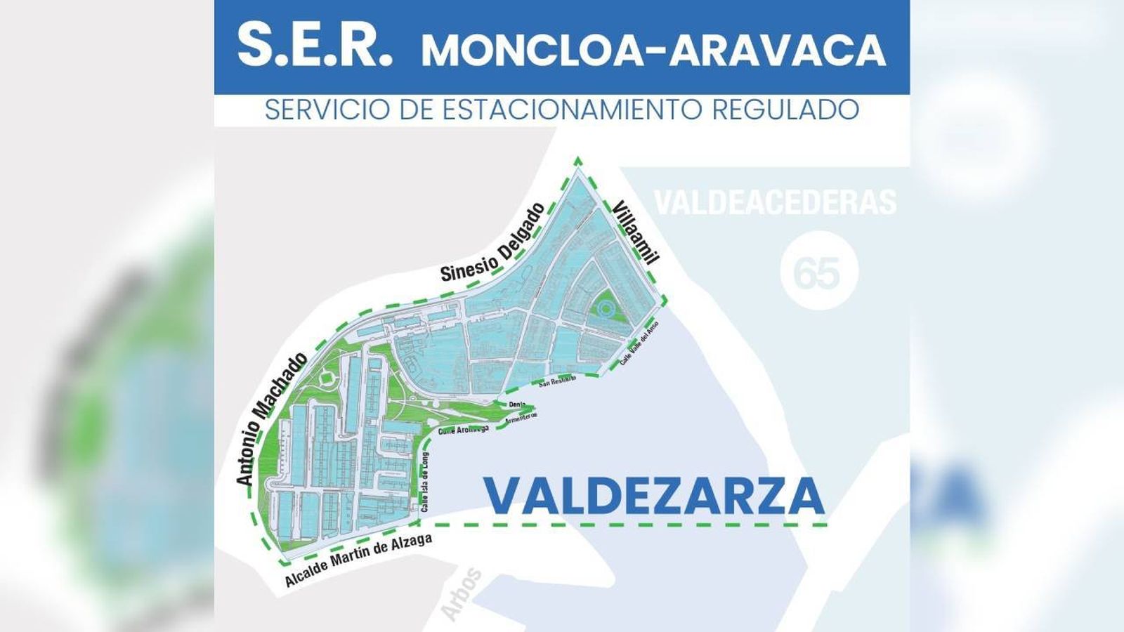 Zona de ampliación del Servicio de Estacionamiento Regulado en Valdezarza