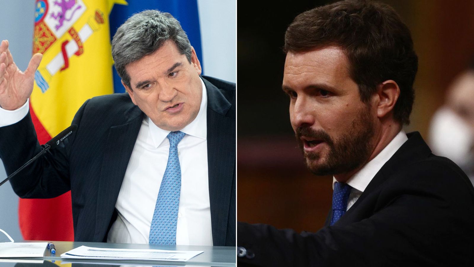 José Luis Escrivá y Pablo Casado, reacciones ante los datos del PIB en España