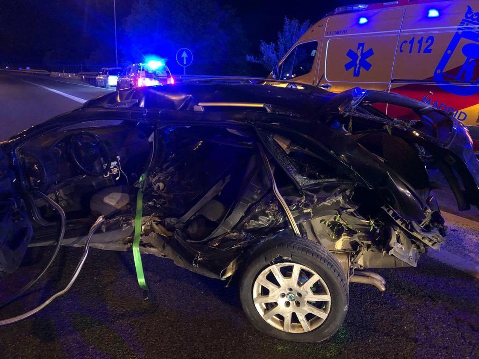 Un herido grave tras estrellarse contra un guardarraíl en la A3, en Vallecas