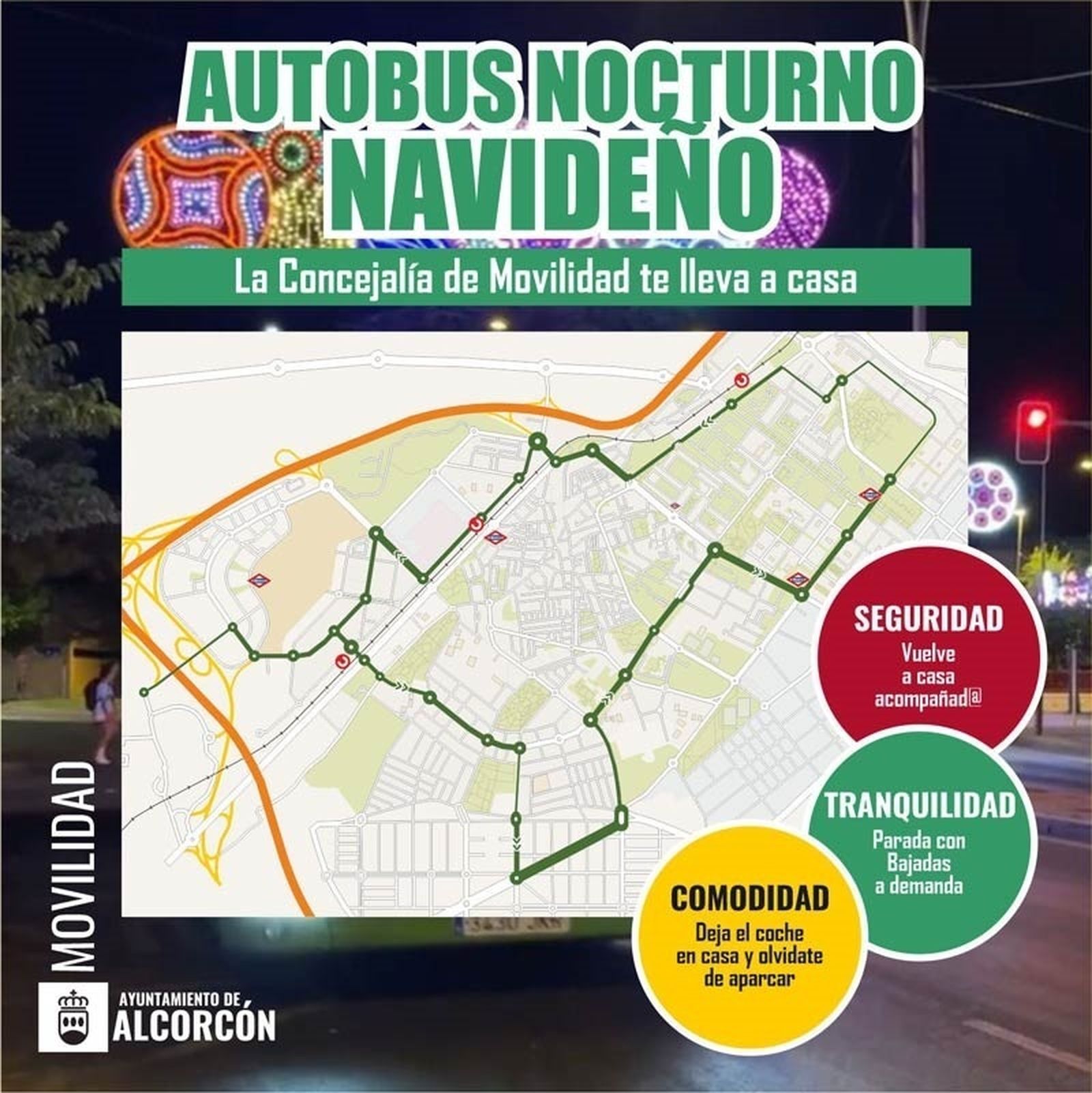 Autobús nocturno navideño en Alcorcón