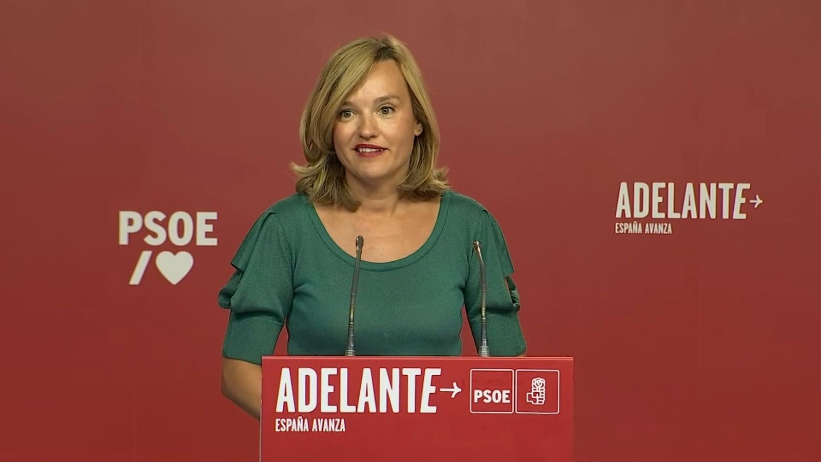 Pilar Alegría, portavoz nacional del PSOE, tras la reunión entre Sánchez y Feijóo