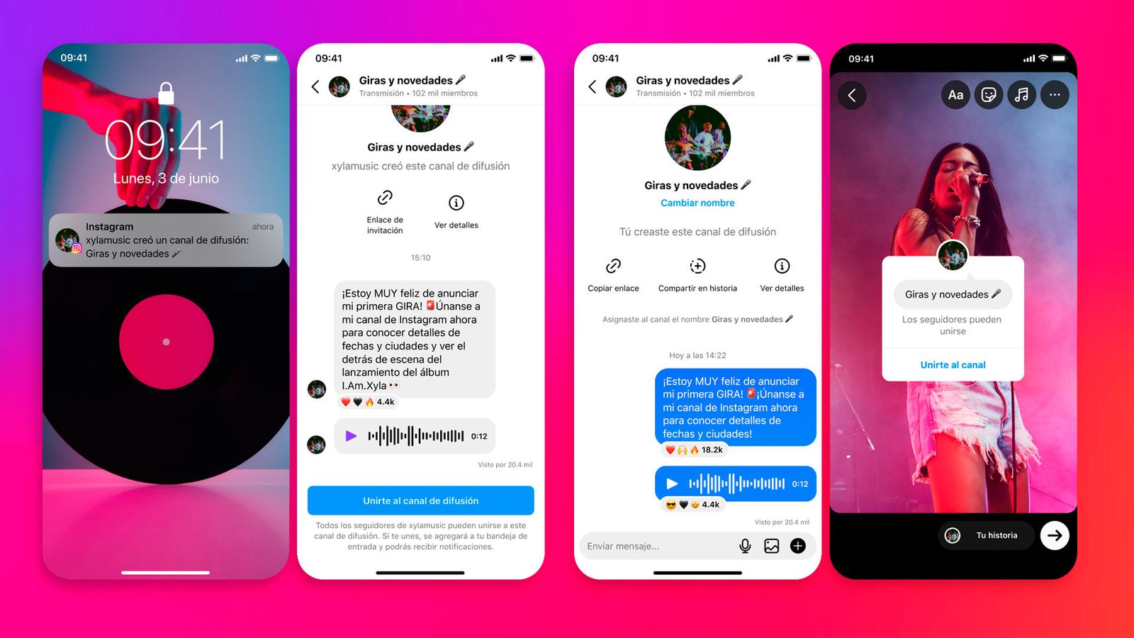Nuevos canales de difusión de Instagram