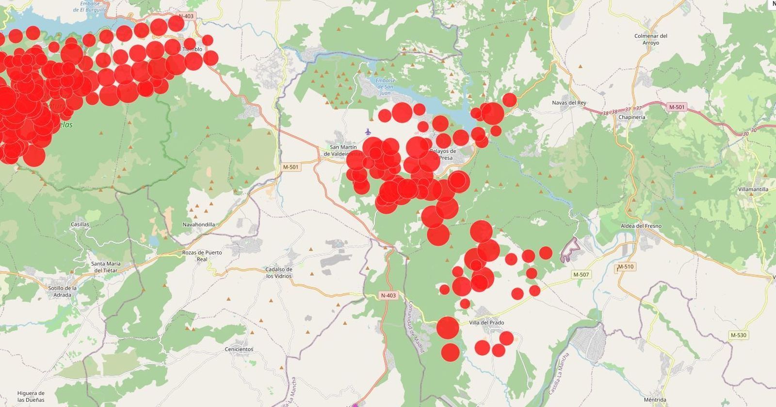Los incendios en Madrid se unen en un solo frente y se complican las labores de extinción