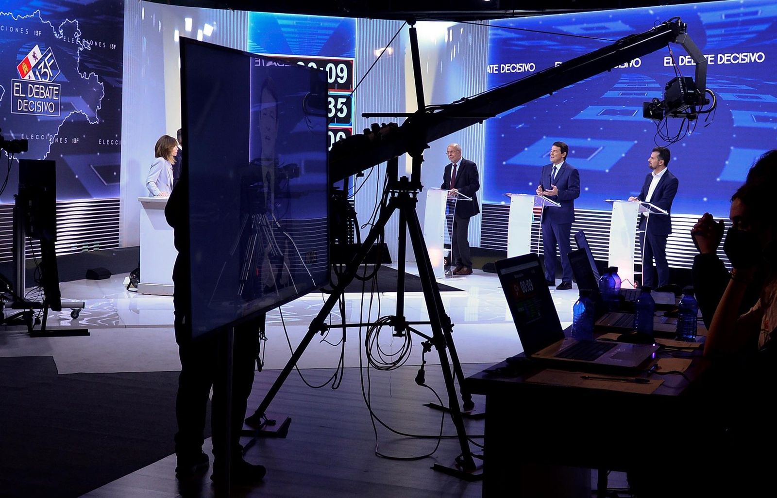 Un momento del debate electoral con los candidatos con grupo parlamentario propio en las Cortes de Castilla y León