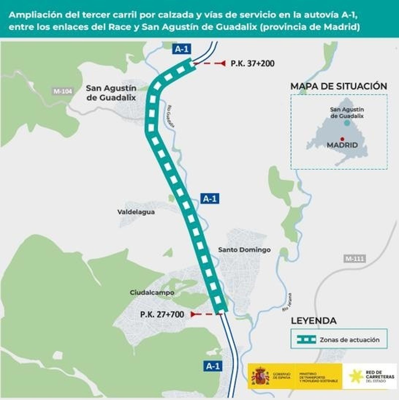 Adjudicado  el tercer carril en la A-1, entre los enlaces del Race y San Agusín de Guadalix