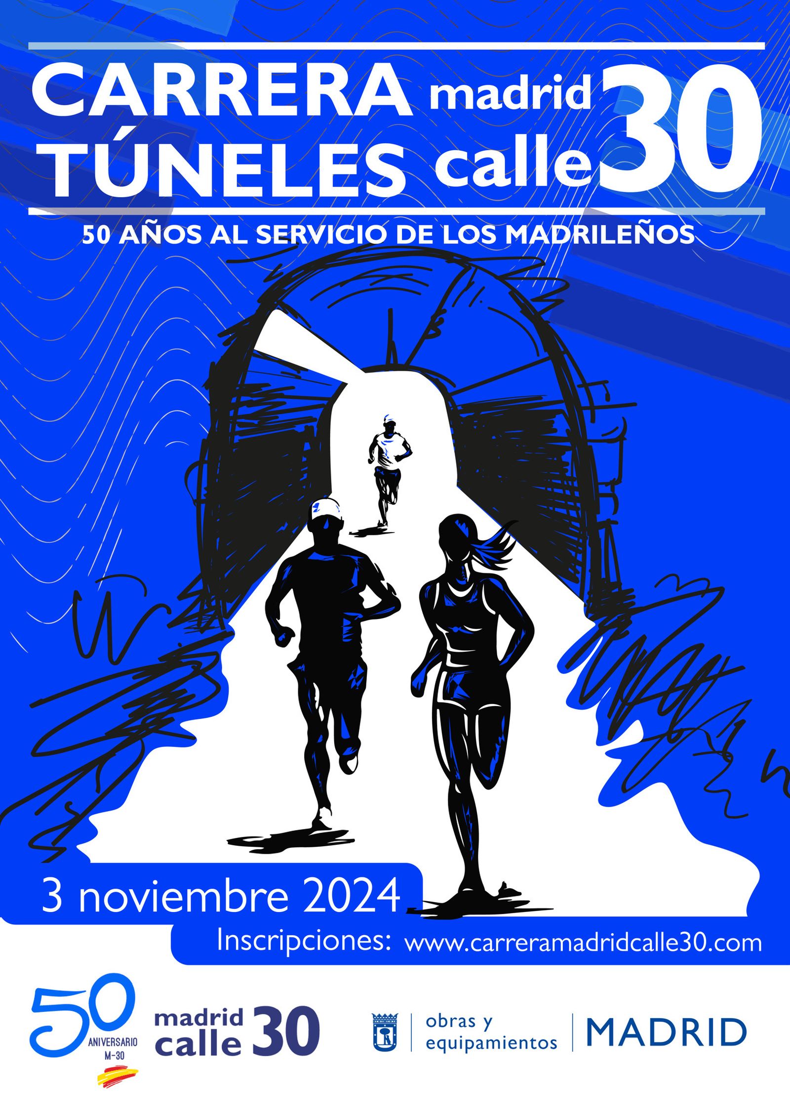 Cartel de la carrera popular que recorrerá los túneles de la M-30
