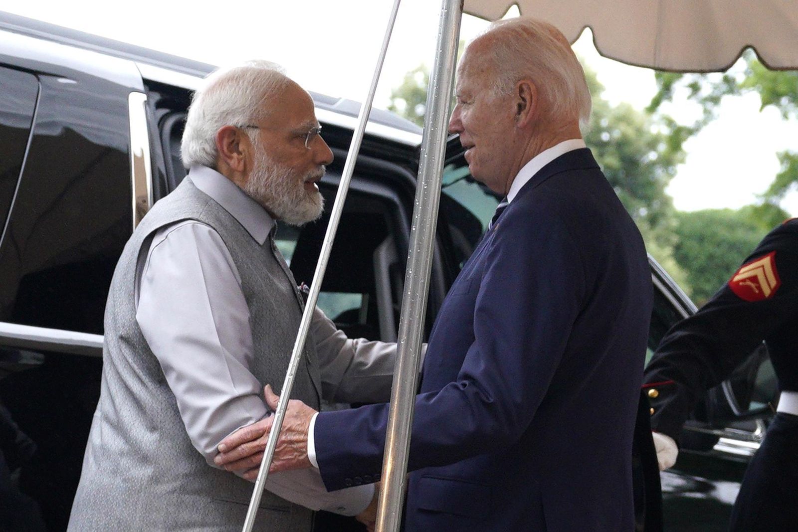 El presidente indio Modi recibido por el estadounidense Biden