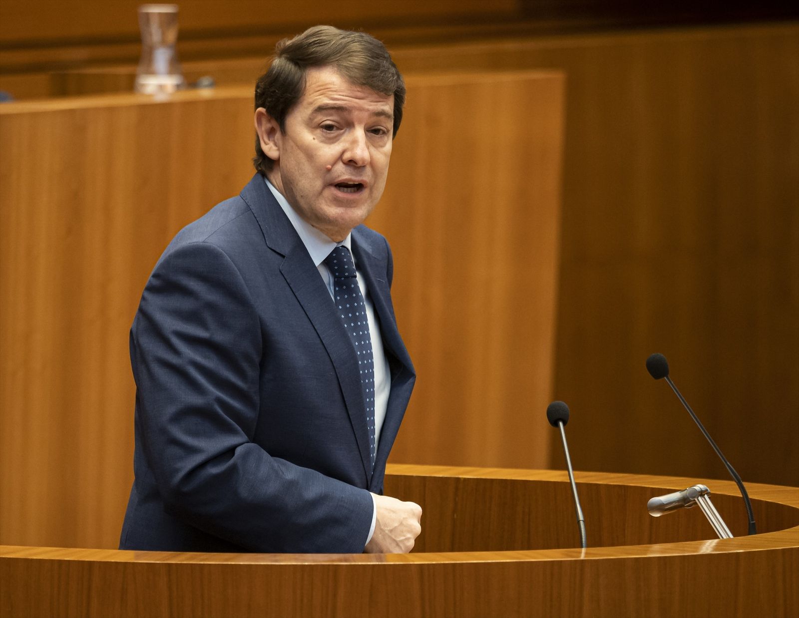 El candidato del PP a la Presidencia de la Junta de Castilla y León y presidente del partido en la región, Alfonso Fernández Mañueco