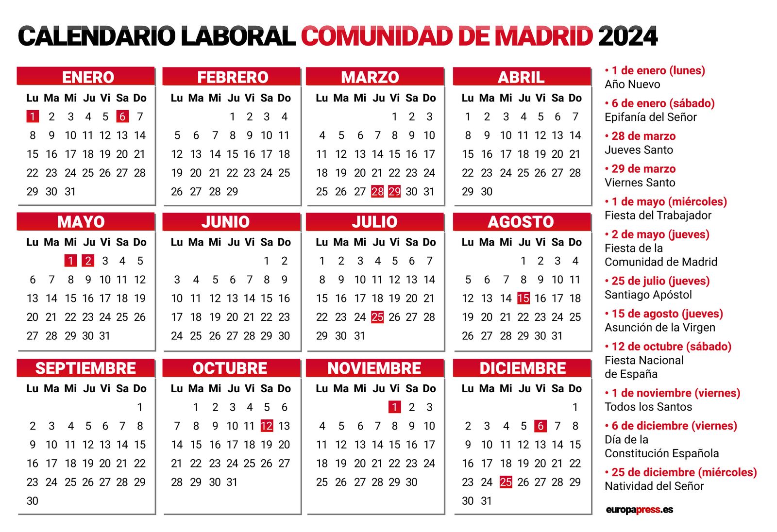 Calendario laboral 2024