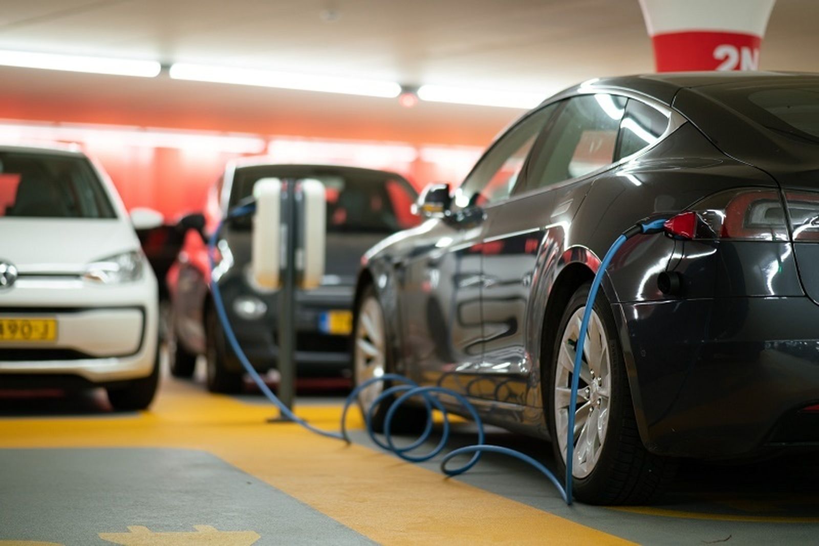 Un vehículo enchufado a la red eléctrica