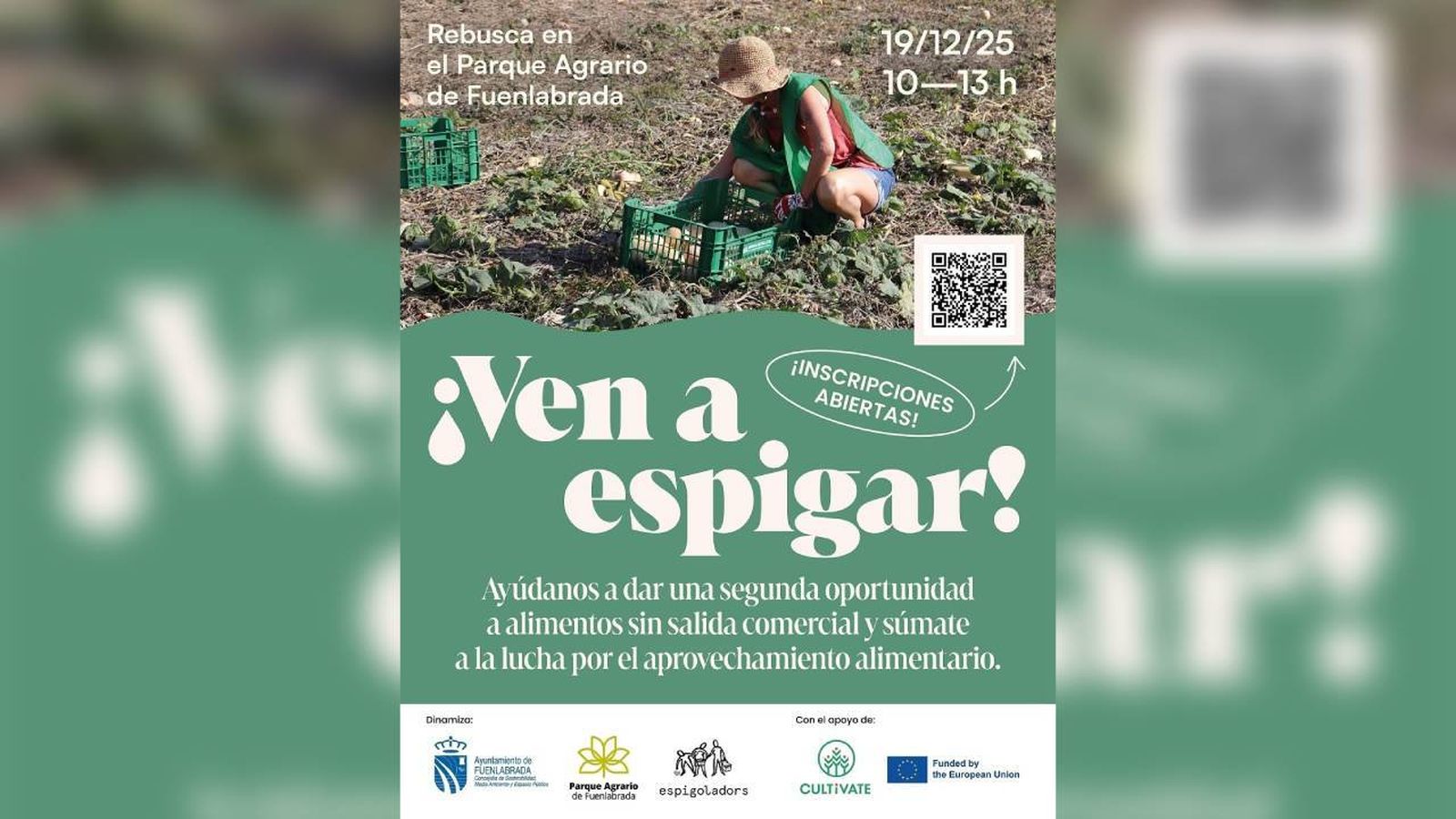Pancarta publicitaria ¡ven a espigar!