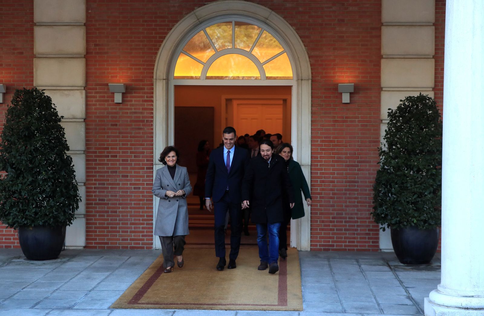 Carmen Calvo, Pedro Sánchez, Pablo Iglesias y Teresa Ribera