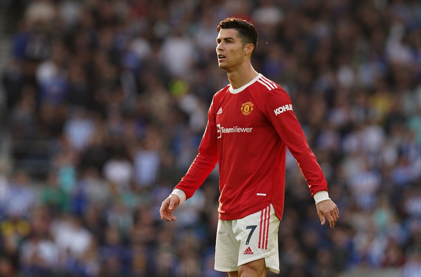 Cristiano Ronaldo en un partido con el Manchester United