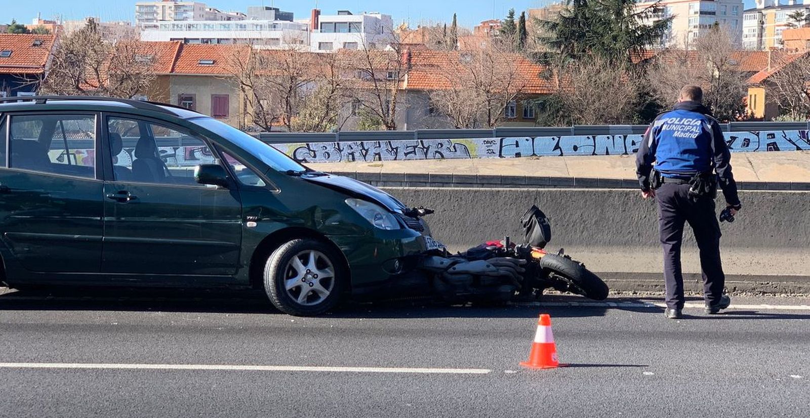 Accidente de un motorista en la M-30