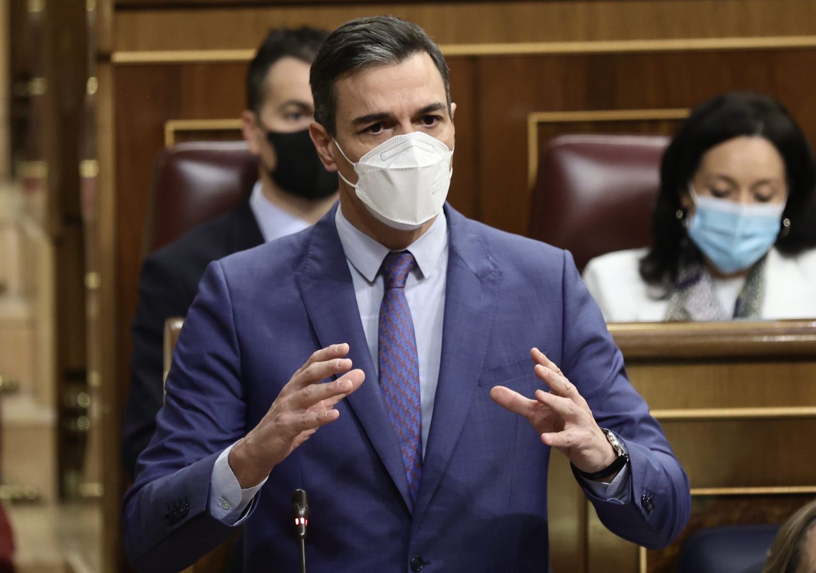 El presidente del Gobierno, Pedro Sánchez, interviene en una sesión plenaria en el Congreso de los Diputados, a 23 de marzo de 2022, en Madrid