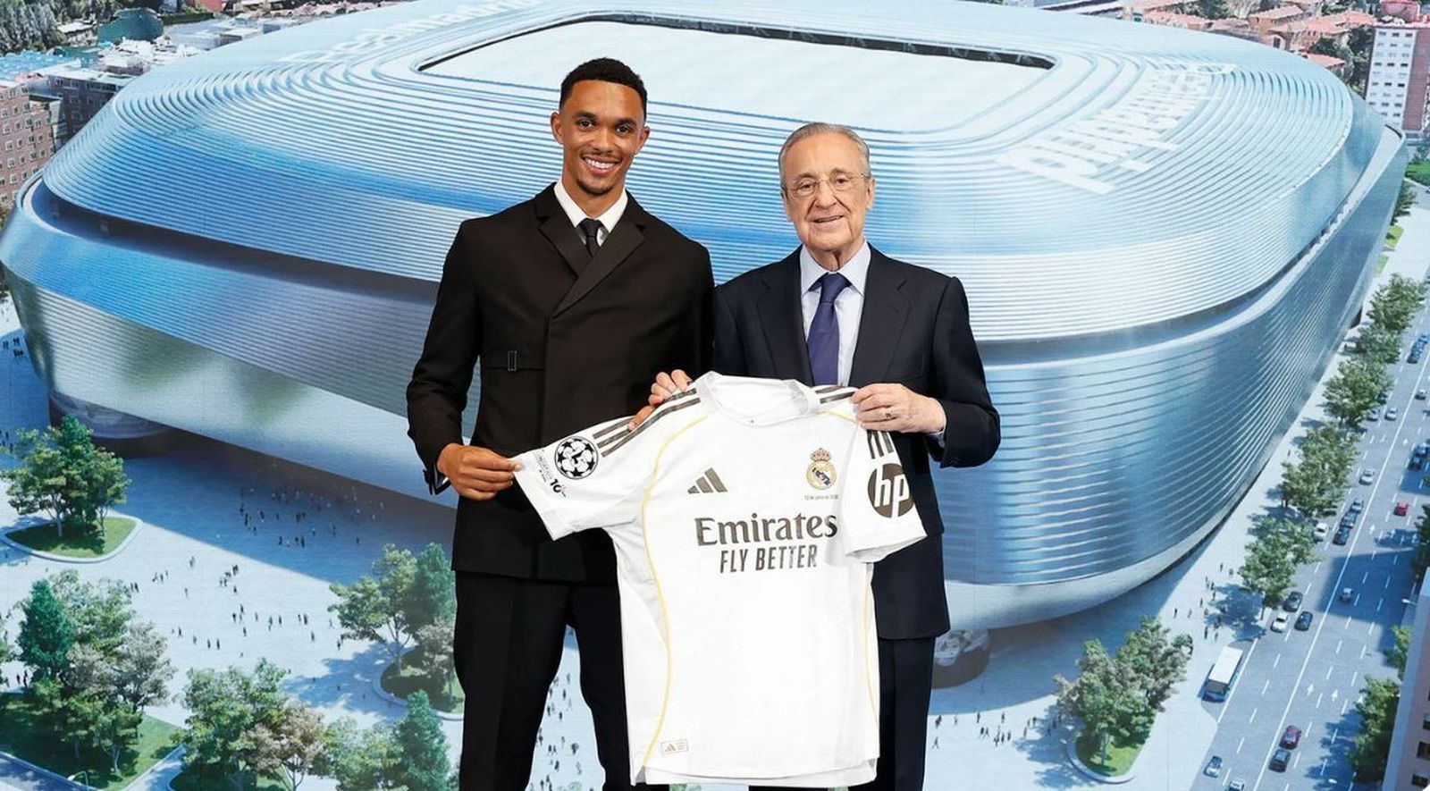 Trent Alexander-Arnold y Florentino Pérez