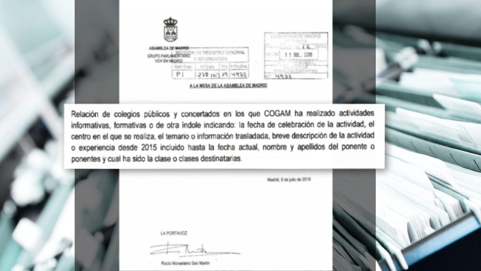 La Consejería de Educación no facilitará los datos solicitados por Vox sobre acciones de COGAM