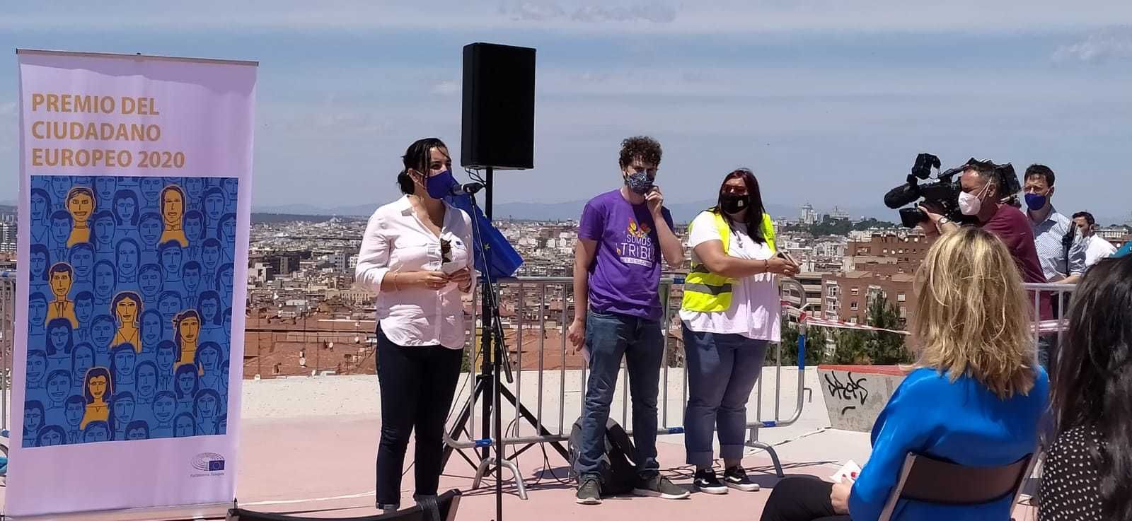 Intervención de los portavoces de 'Somos Tribu Vallekas' al recoger el Premio Ciudadano Europeo 2020
