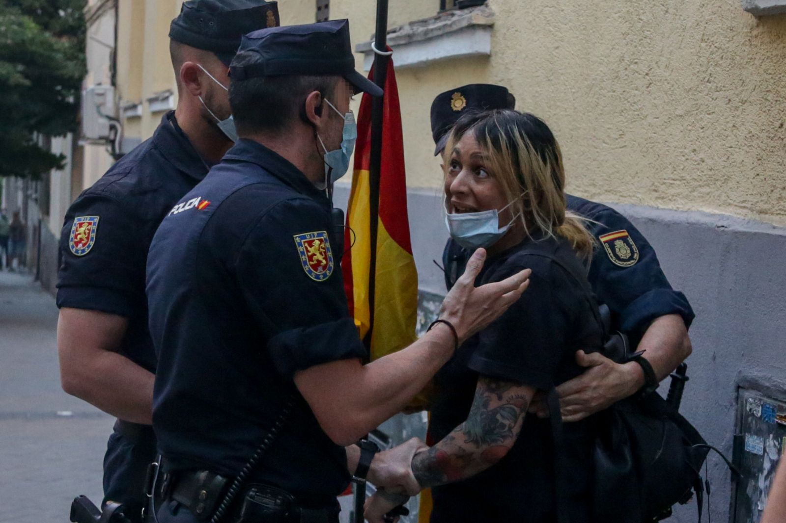 Melisa Domínguez, líder de Hogar Social, en una protesta frente a la sede del PSOE el pasado año 2020