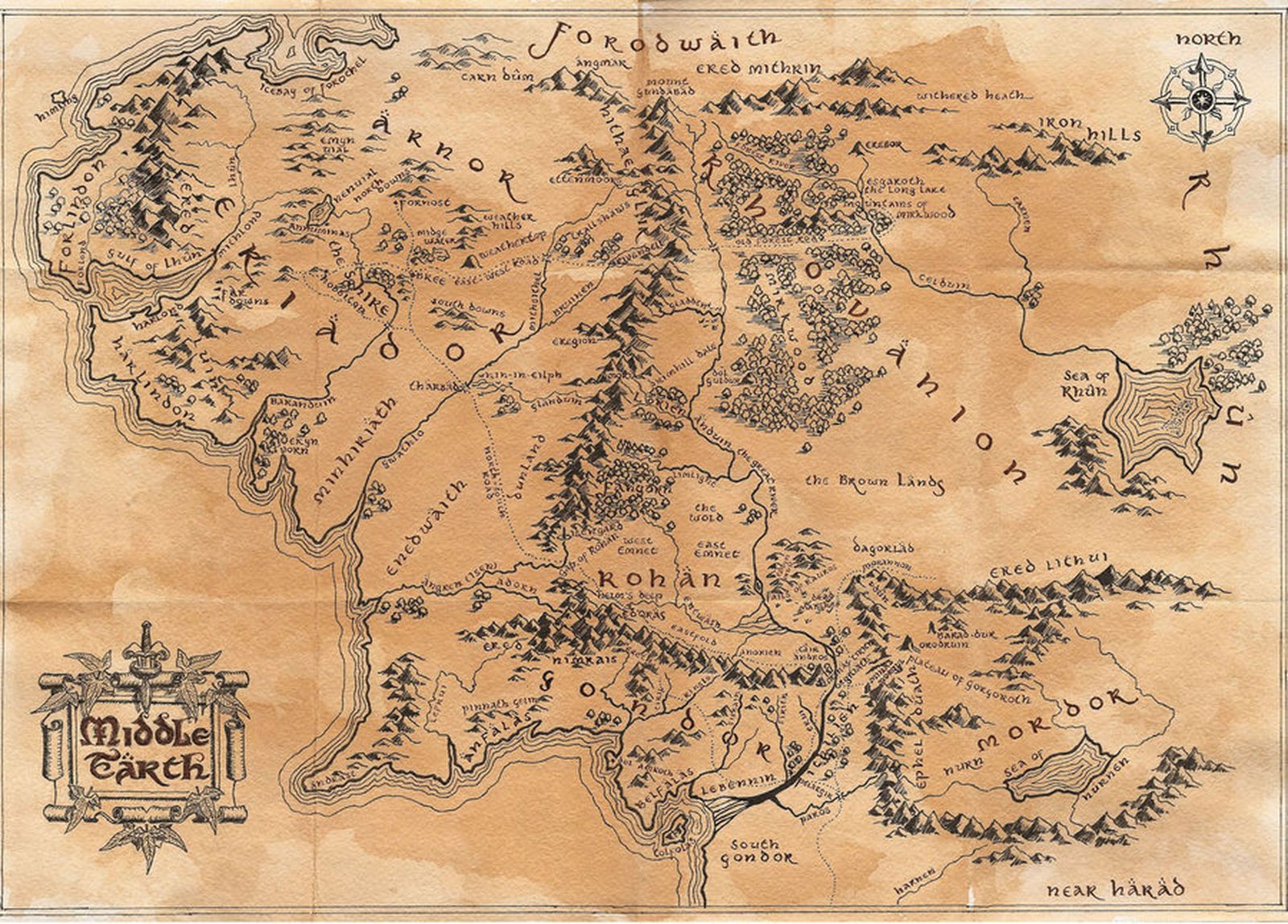 Mapa de la Tierra Media de 'El Señor de los Anillos'