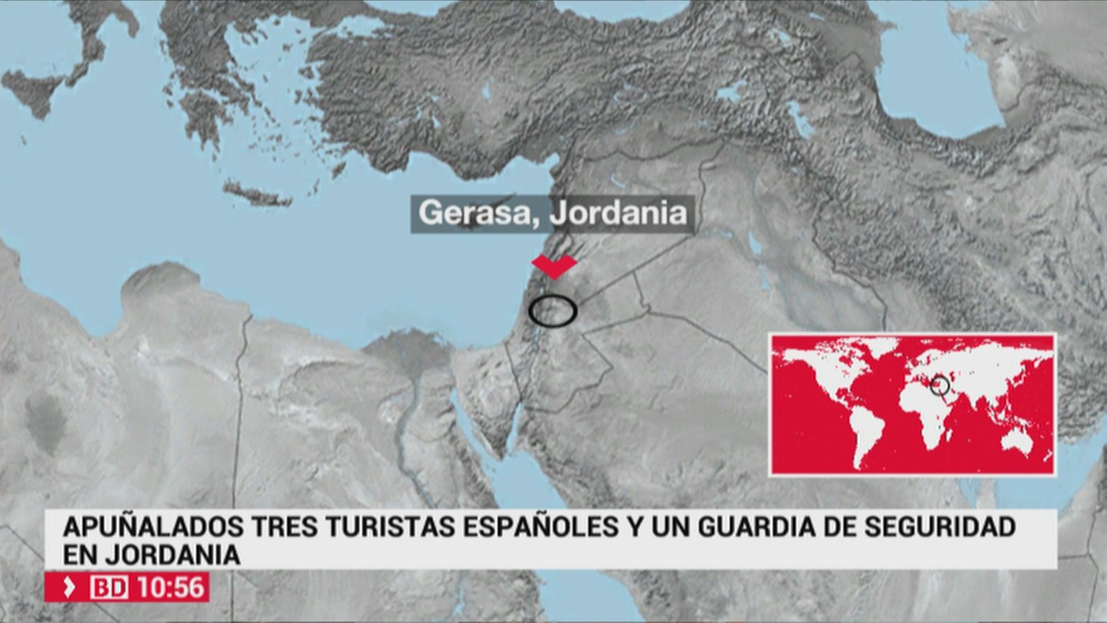Tres españoles apuñalados en Gerasa