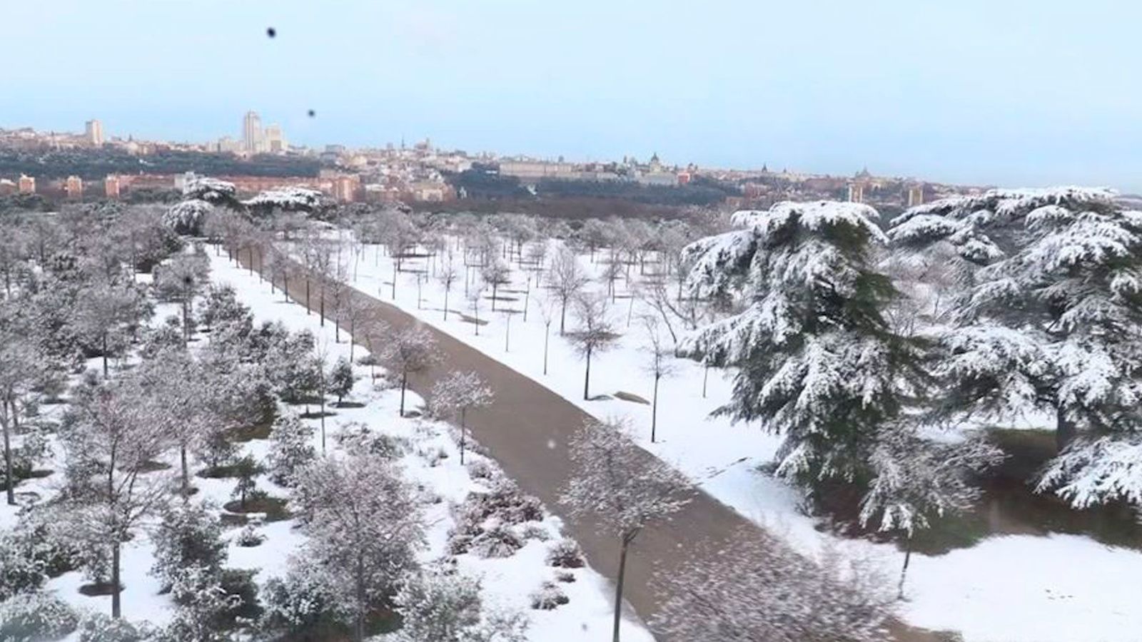 Así estaba Madrid al comienzo de 'Filomena' a vista de Teleférico