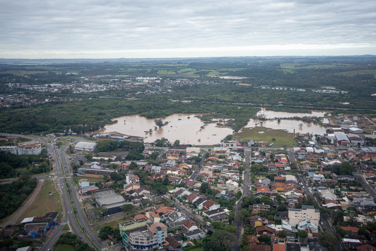 Imagen aérea tras el paso de un ciclón extratropical por el estado brasileño de Rio Grande do Sul