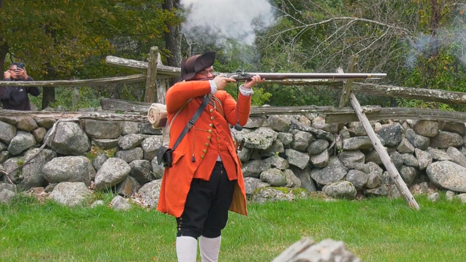Recreación de una batalla de la Guerra de Independencia de Estados Unidos en Boston
