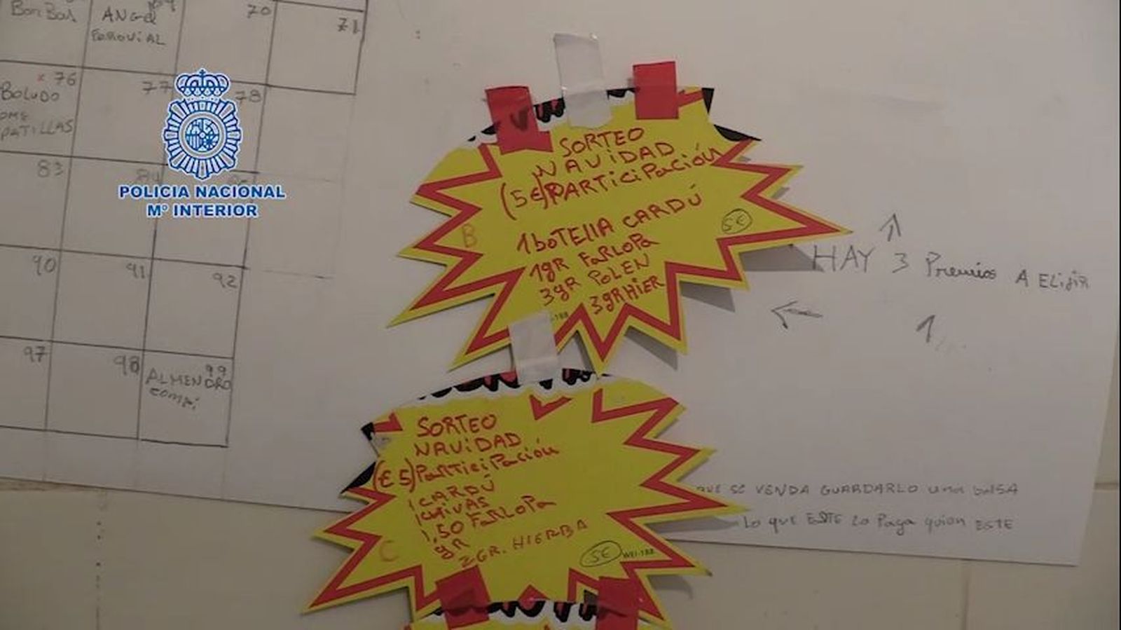 Cocaína, hachís, alcohol, tabaco... así era una narcocesta que se sorteaba en Murcia