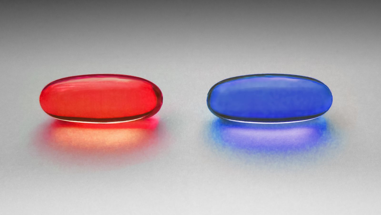Pastilla roja y pastilla azul
