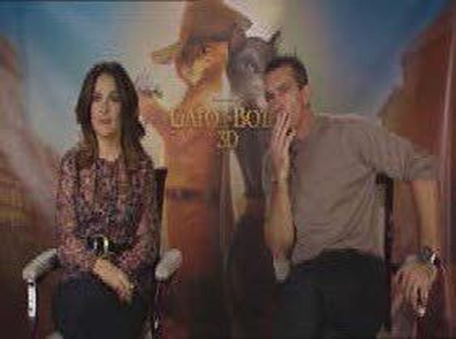 Antonio Banderas y Salma Hayek presentan en Madrid El Gato con botas