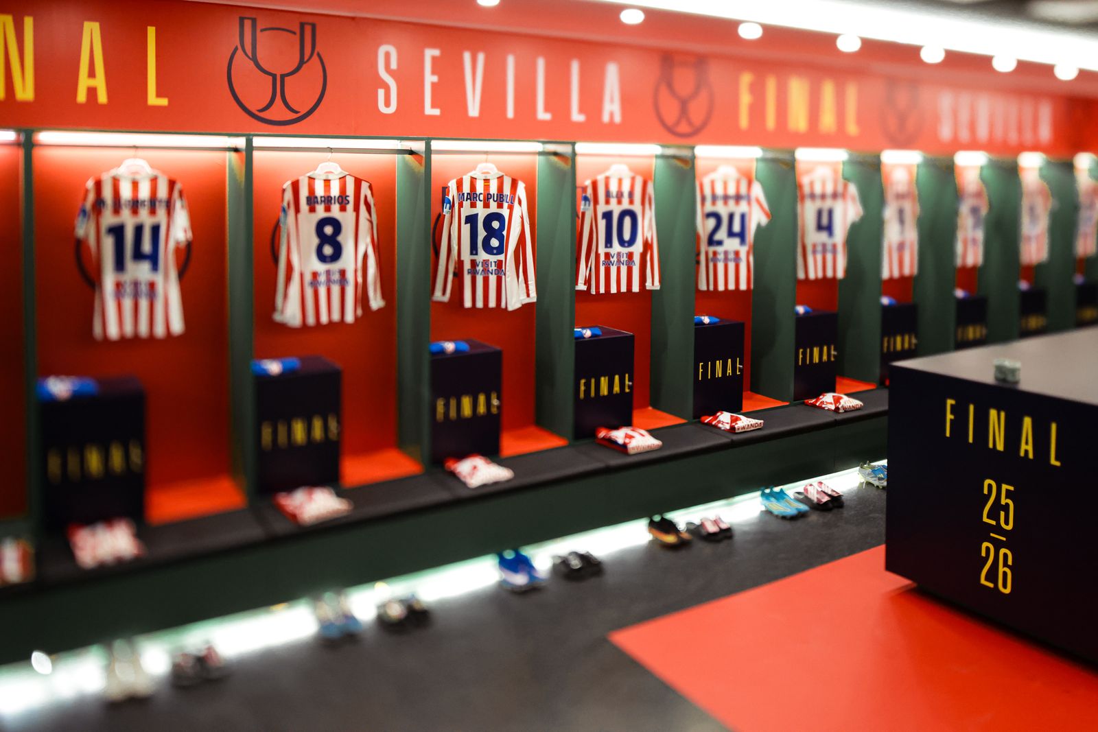 Vestuario del Atlético de Madrid en La Cartuja