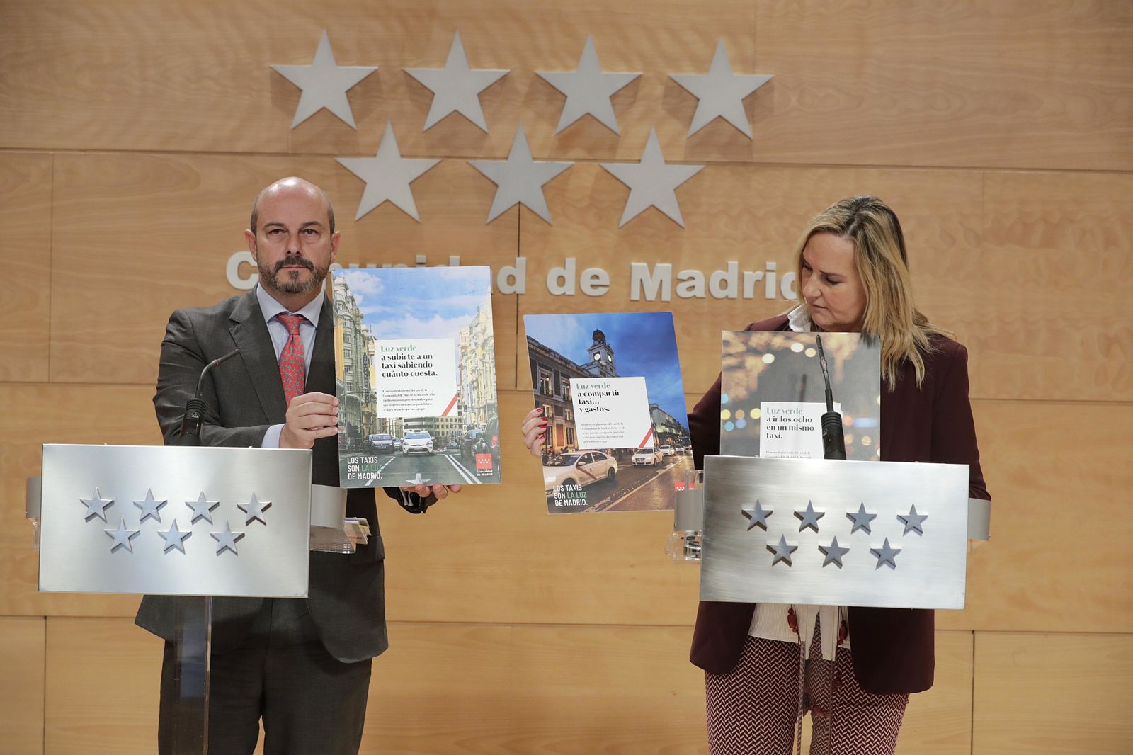 Pedro Rollán y Rosalia Gonzalo presentan la campaña a favor del taxi