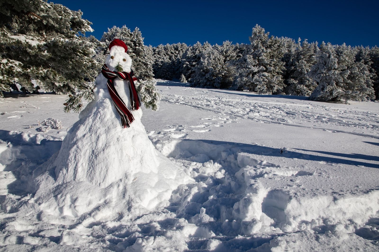 Muñeco de nieve en la Sierra de Guadarrama