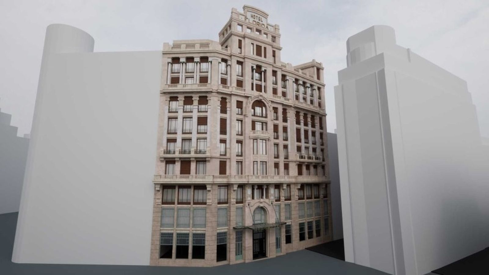 Espacio que ocupaba el Hotel Florida en la Plaza del Callao hasta 1965