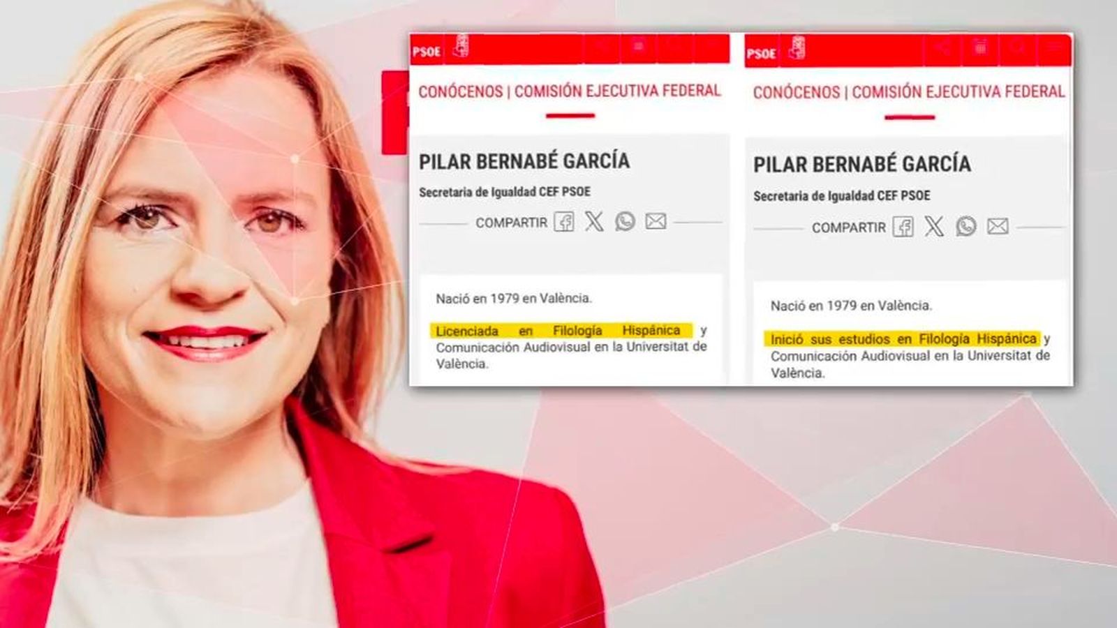 El PP pone como ejemplo de que en el PSOE no hay dimisiones a Pilar Bernabé