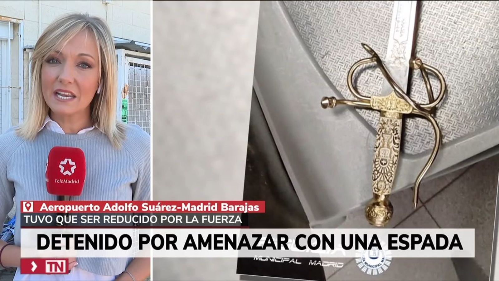 Detenido por amenazar con una espada de comunión en Barajas