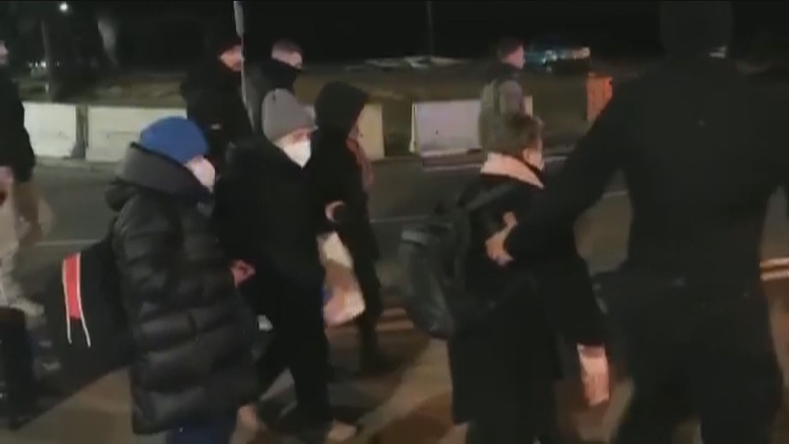Grupo de 40 españoles a su llegada a Polonia desde Ucrania