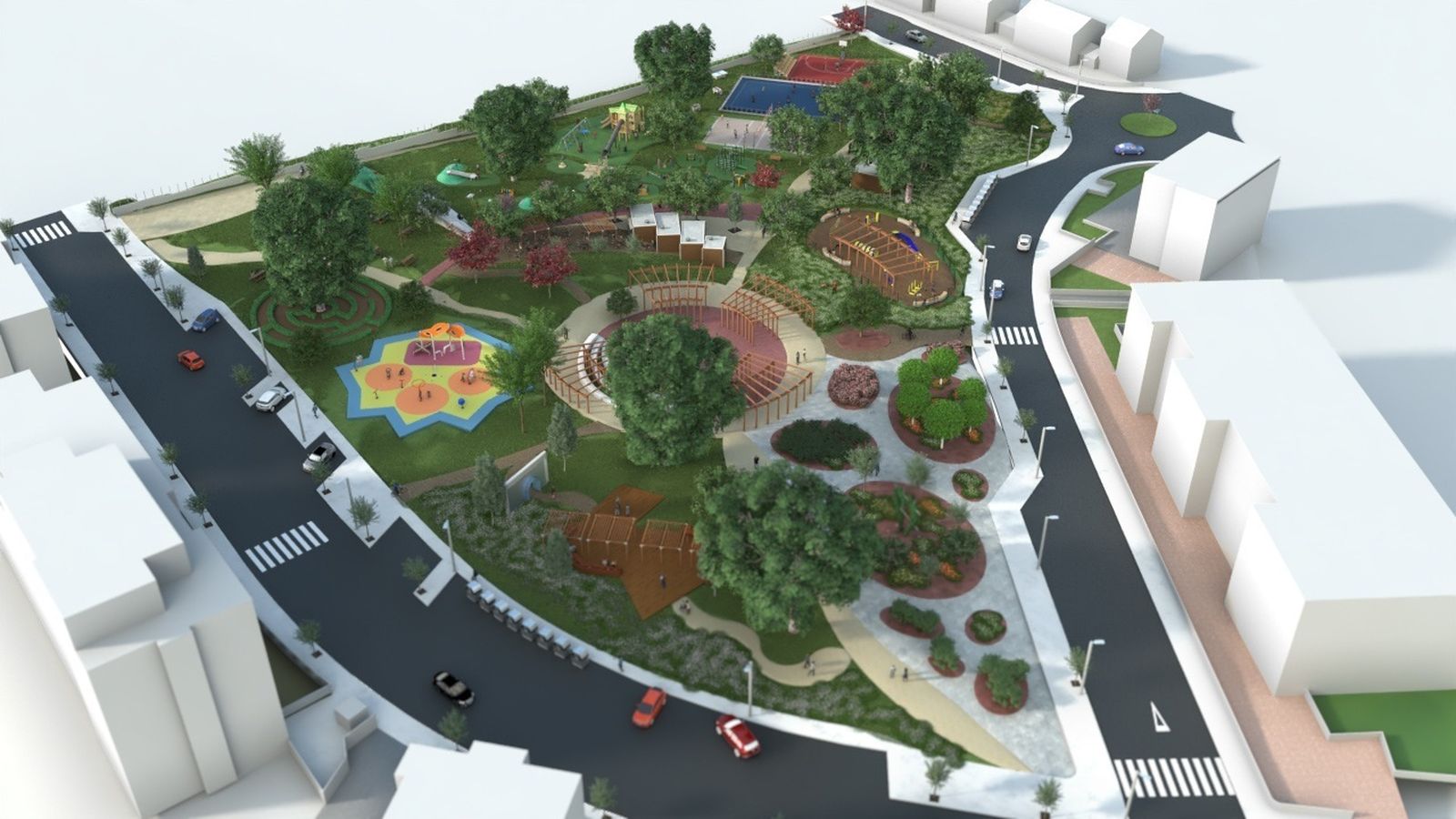 Proyecto del parque público en la calle José Isbert de Rivas Vaciamadrid