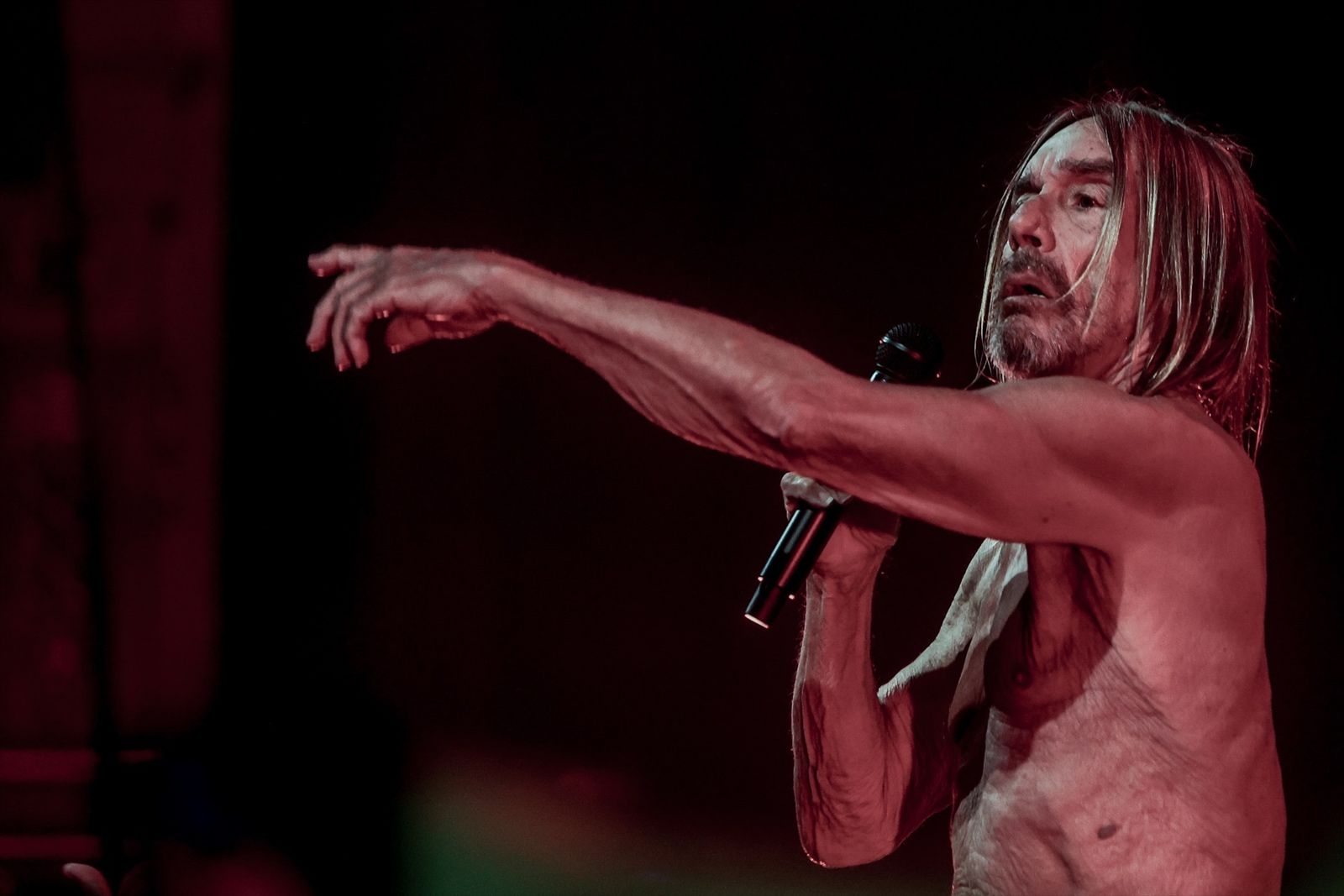 El cantante de rock Iggy Pop durante su actuación en el Teatro Real