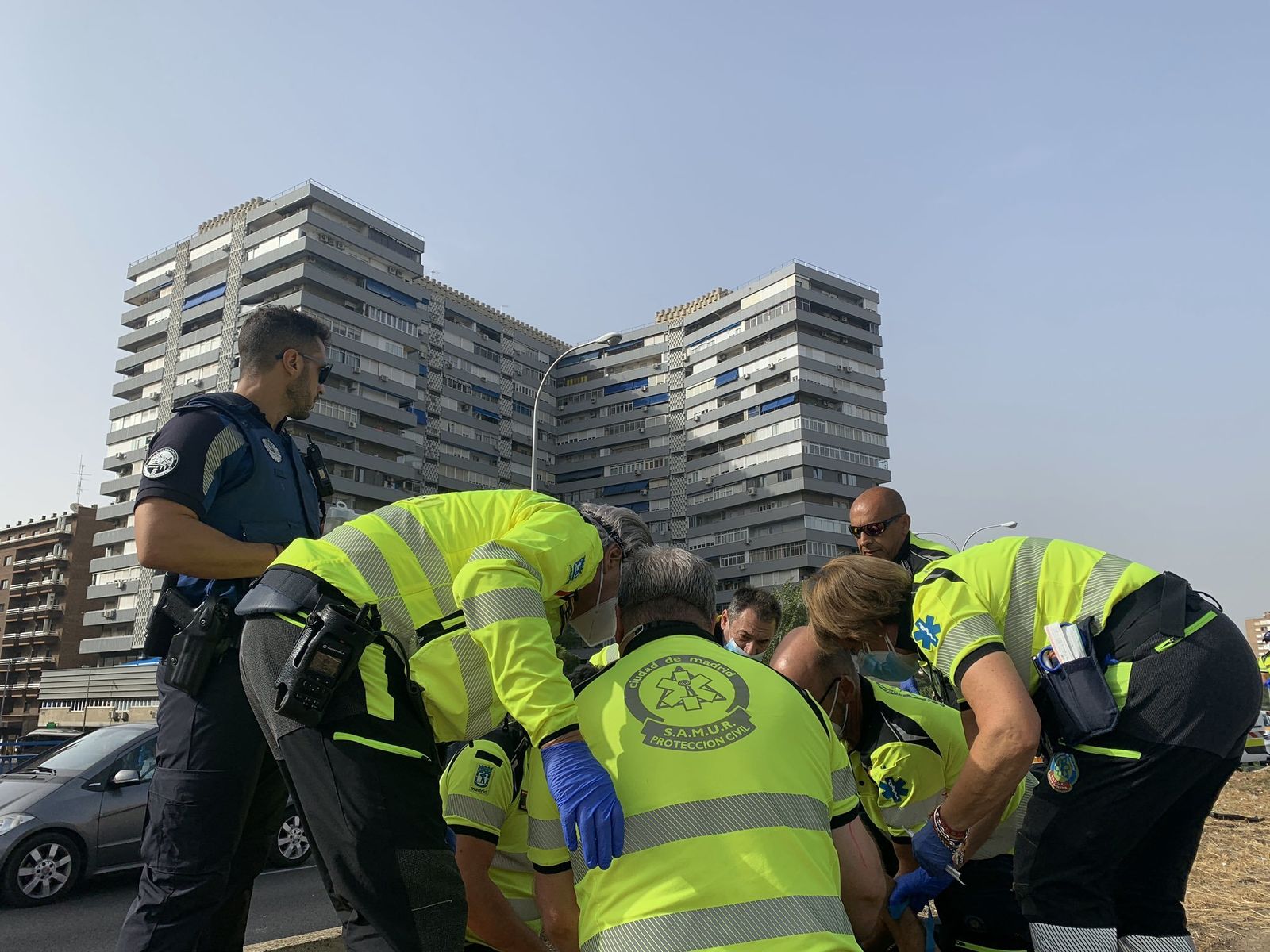 Equipo de Emergencias en el lugar del accidente
