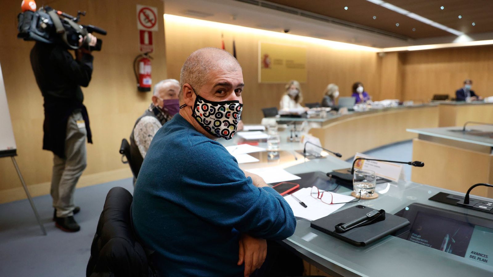 El secretario general de CCOO, Unai Sordo, en una reunión con el Gobierno, en la sede del Ministerio
