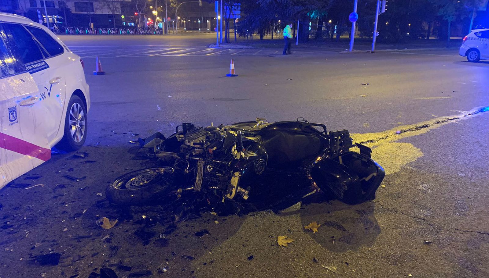 Estado en que quedó la moto tras el accidente