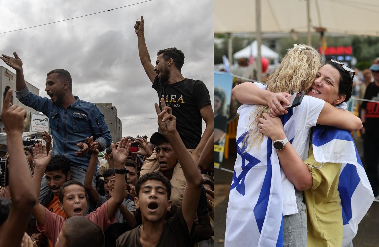 Palestinos e israelíes ya celebran el fin de la guerra, sus gobiernos son cautos