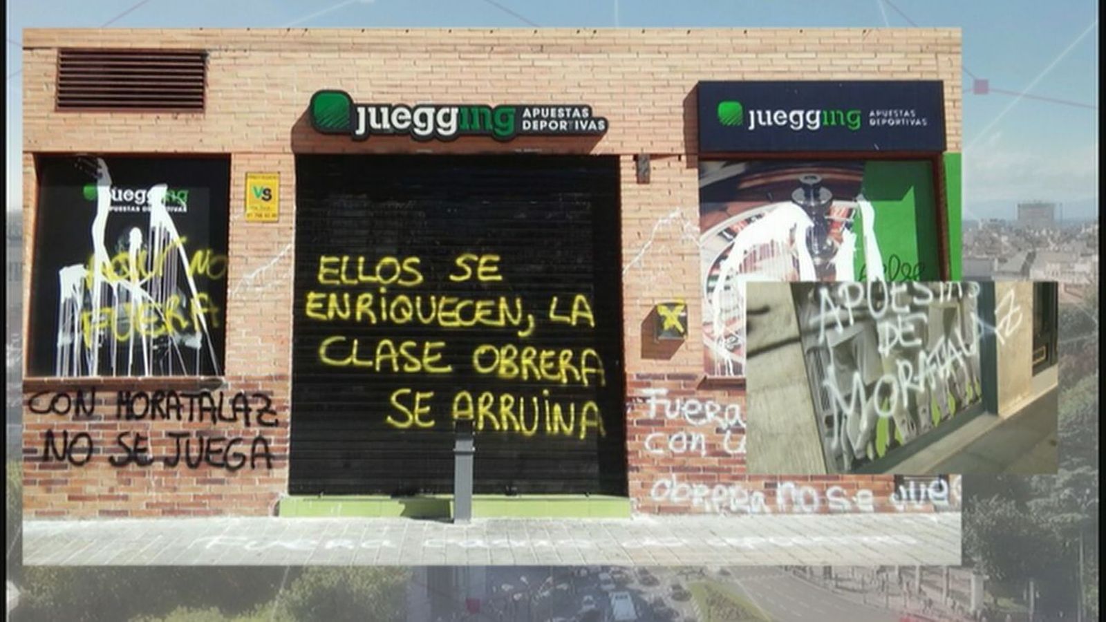 Pintadas contra una casa de apuesta en Moratalaz