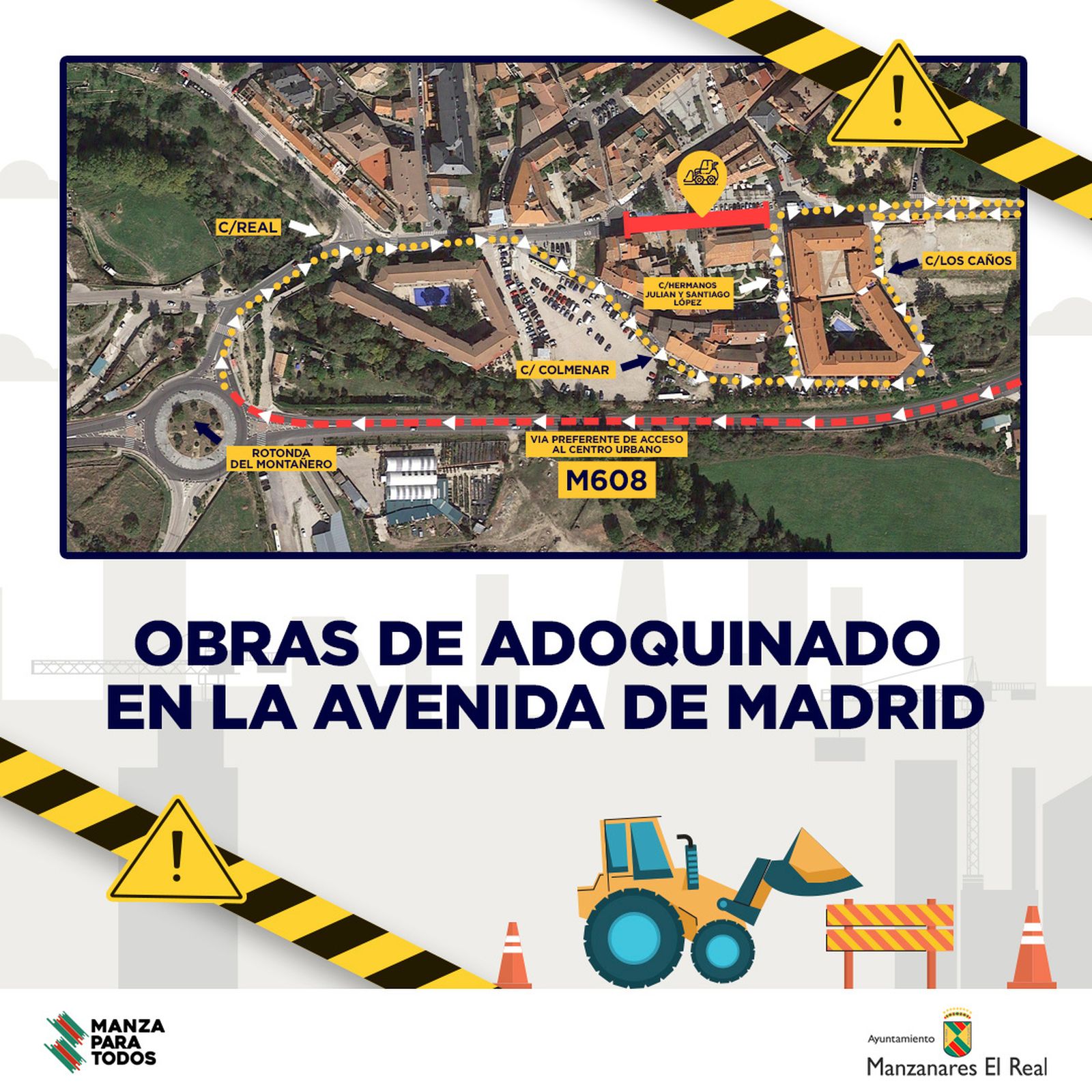 Desvíos en el acceso y el centro de Manzanares