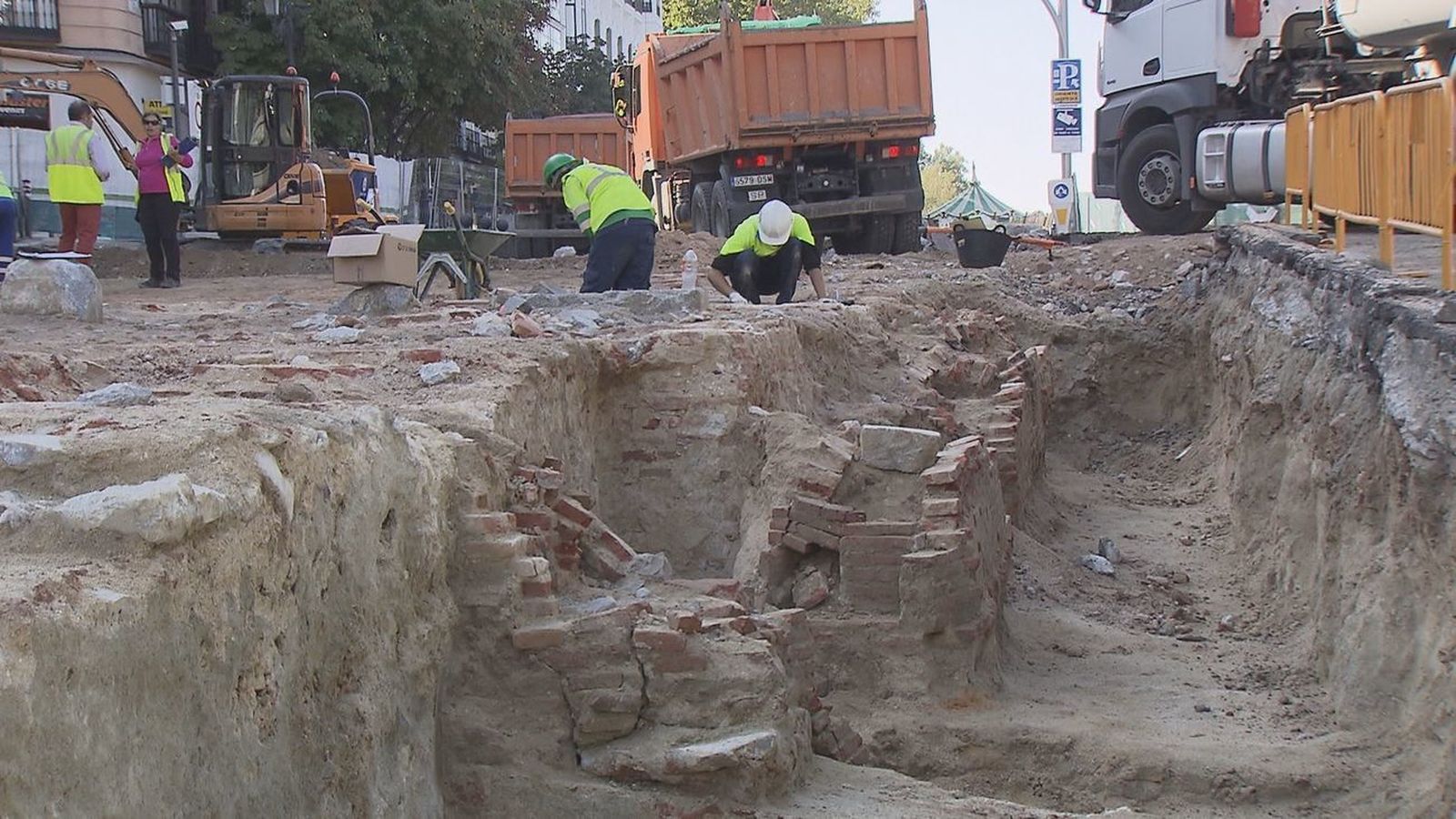 Restos arqueológicos hallados en las obras de reforma de la Plaza de España