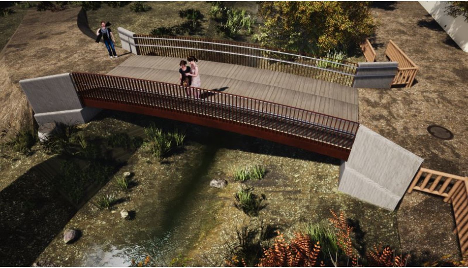 Ilustración de la pasarela sobre el arroyo Camarmilla